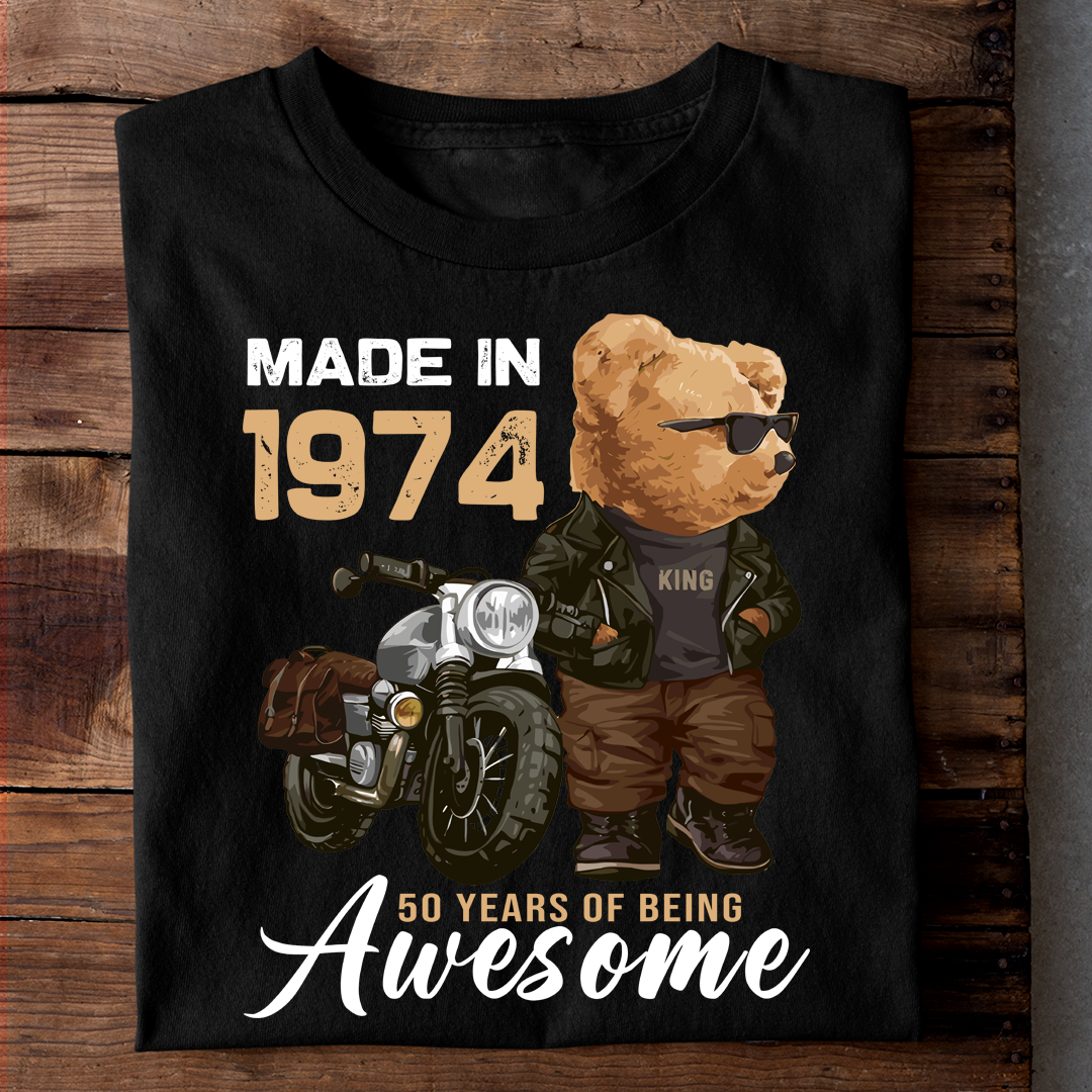 MADE IN 1974 50 YEARS OF BEING AWESOME LUXURY T SHIRT