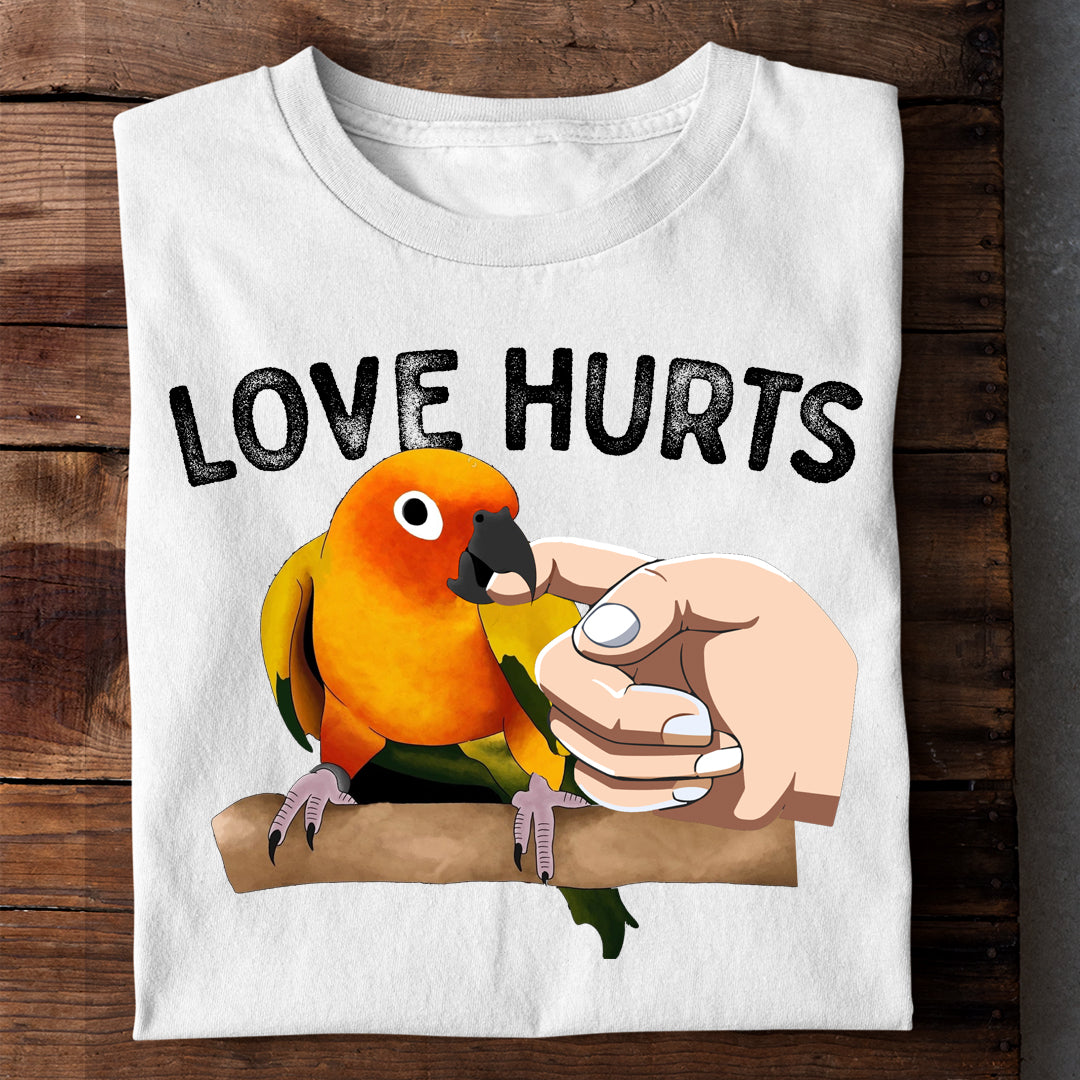 SUN CONURE LOVE HURTS TSHIRT