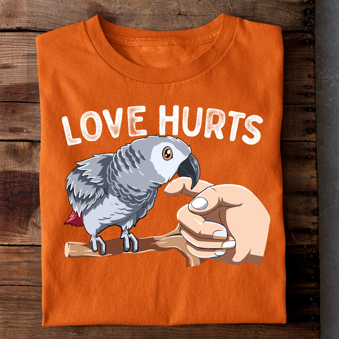 AFRICAN GREY LOVE HURTS TSHIRT